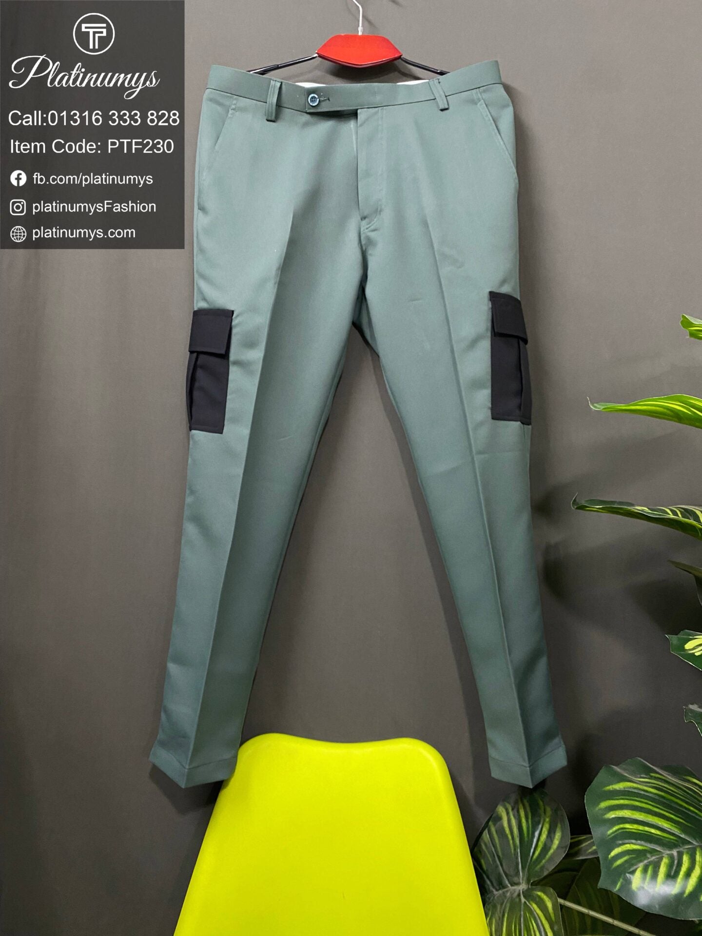 Platinumys – Slim Fit Formal Multi-Pockets Pant for Mens