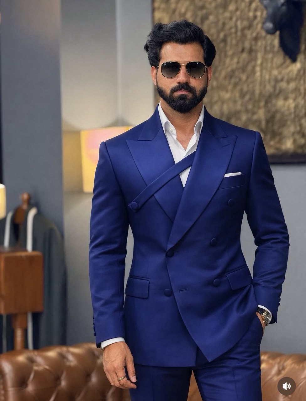 Classic Fit Italian Cut Men's 2-Piece Suit - Premium Navy