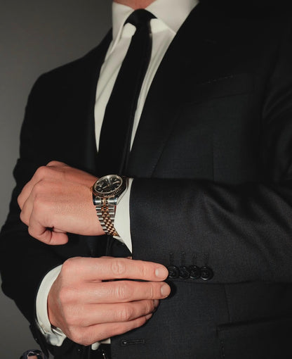 Classic Fit Italian Cut Men's 2-Piece Suit - Premium Black