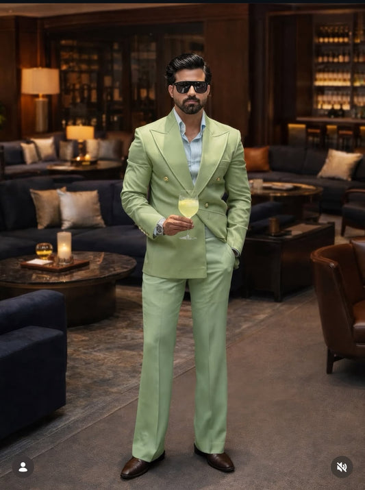 Classic Fit Italian Cut Men's 2-Piece Suit - Premium Soft green
