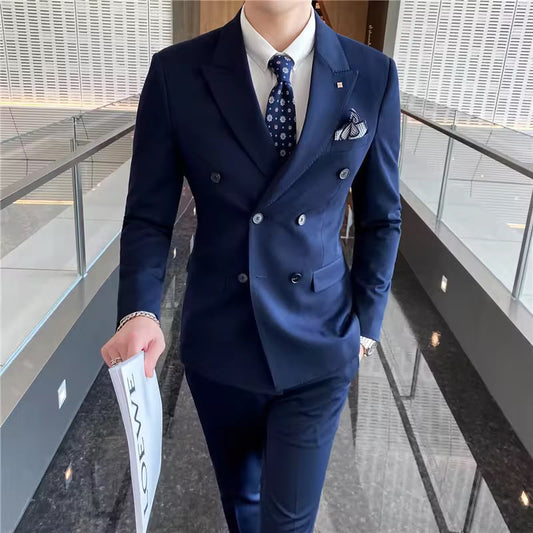 Classic Fit Italian Cut Men's 2-Piece Suit - Premium Navy
