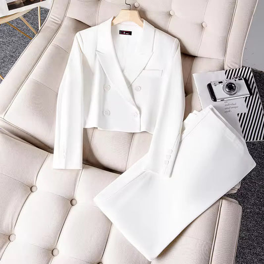 Elegance Tailored 2-Piece Pant Suit for Women - Premium White Formal Blazer & Trousers