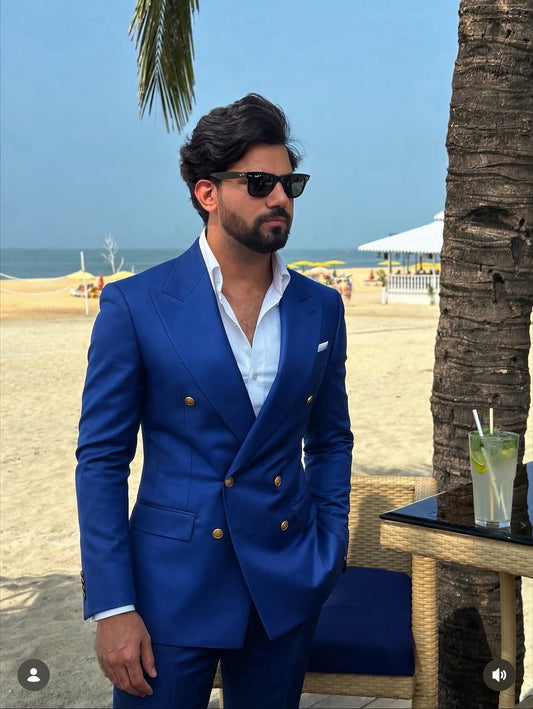 Classic Fit Italian Cut Men's 2-Piece Suit - Premium Navy